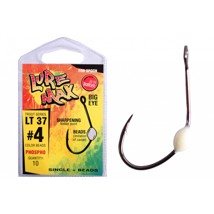 Крючки LureMax Trout LT37 # 4 Phospho (10шт)
